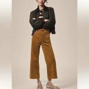 Anthro Maeve Colette Corduroy Wide-Leg Pants in Tan